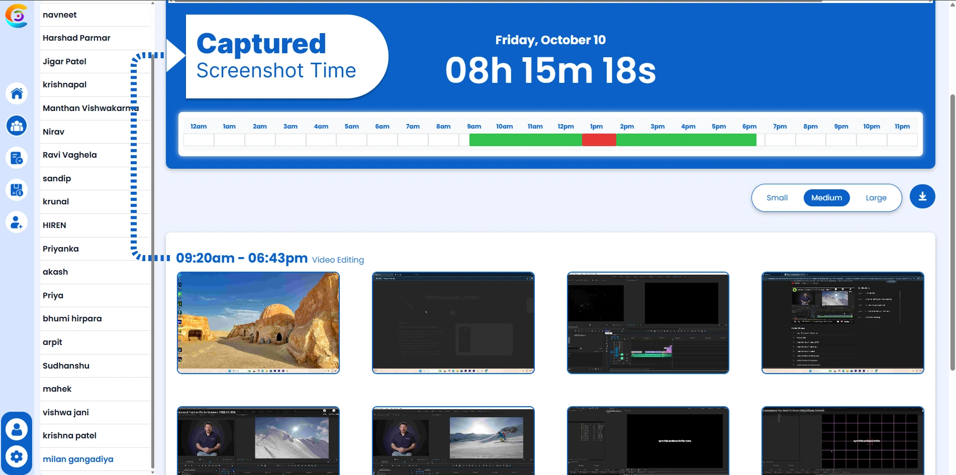 Screenshot Timeline View