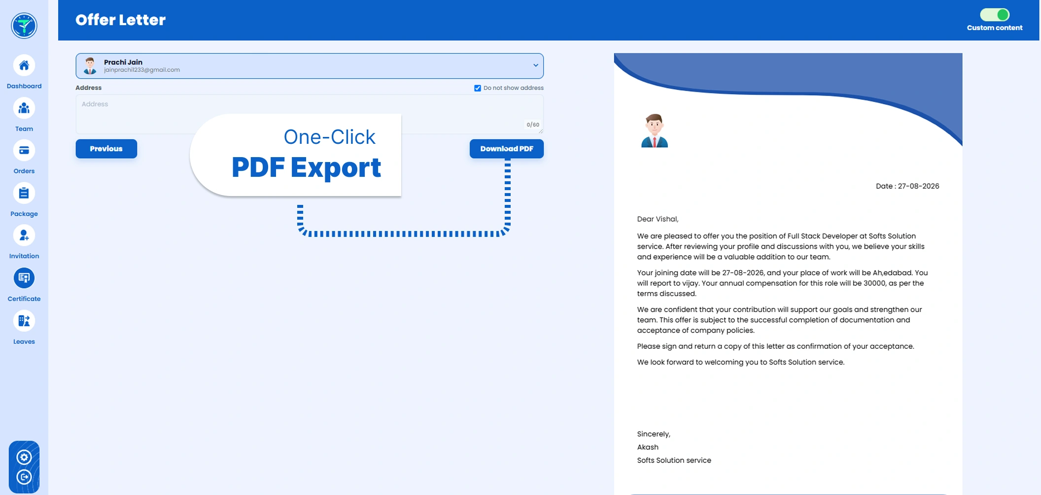 One-Click PDF Export