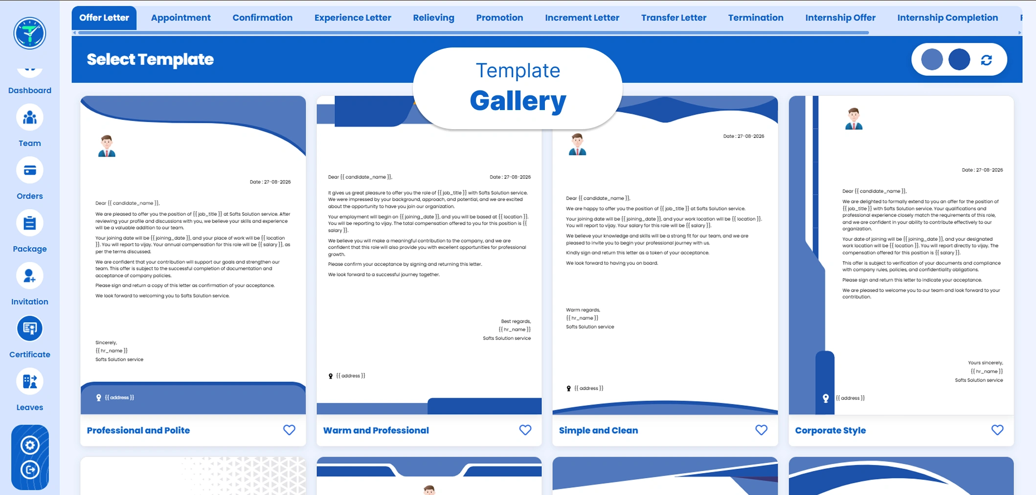 Template Gallery